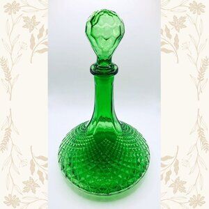 Vintage Empoli Green Glass Decanter - Genie Bottle